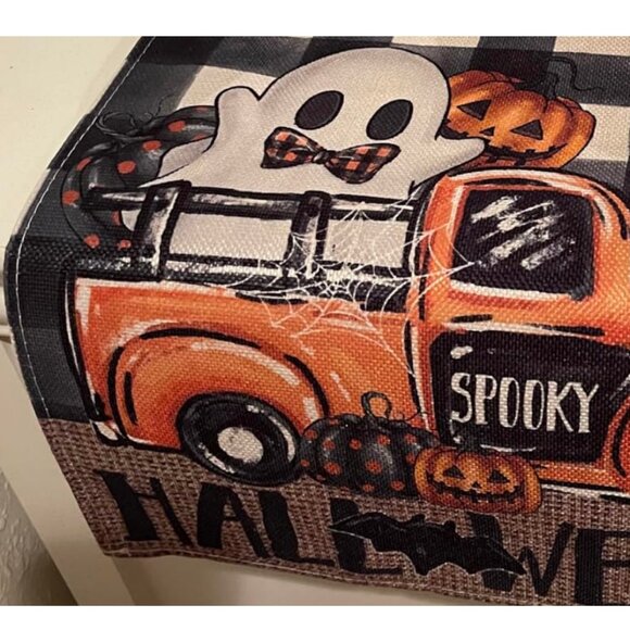 Halloween Table Runner Pumpkin Cottage Farmhouse Decor Fall Holiday Cloth 108" - Picture 5 of 5